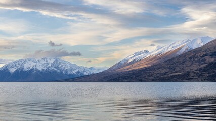 Approaching sunset at Lake Ohau, South Island, New Zealand.