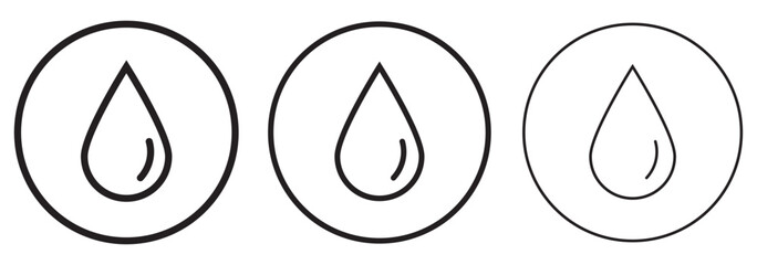 Waterdrop vector icon set. Rain drip liquid logo. Droplet sign. Tear and oil isolated symbol. Simple blue splash mark.