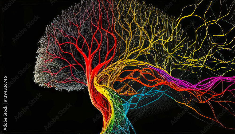 Leinwandbilder Colorful tree structure showcasing interconnected roots and branches in abstract design
