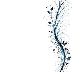 Elegant Blue Floral Swirl Design PNG Transparent Background - Perfect for Wedding Invitations, Digital Scrapbooking, Website Graphics & Social Media Posts