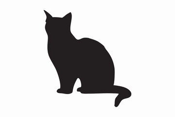 cat silhouette, cat Vector icon, black cat icon, Isolated on White Background