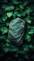 Fototapeta premium Emerald Stone Nestled in Lush Green Ivy Foliage Creating a Natural and Serene Composition for Backgrounds and Textures