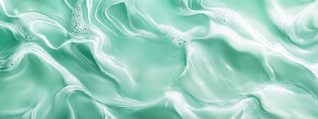 Obraz premium Top view of mint green water. The waves and ripples create an abstract pattern.