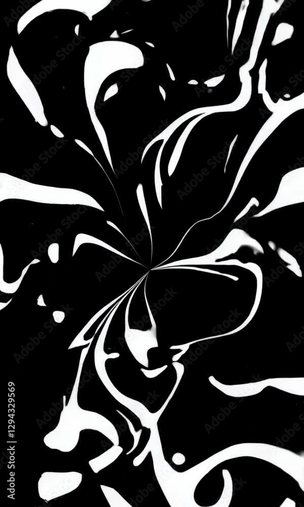 Poster dynamic abstract black and white pattern swirl transformations in high resolution
