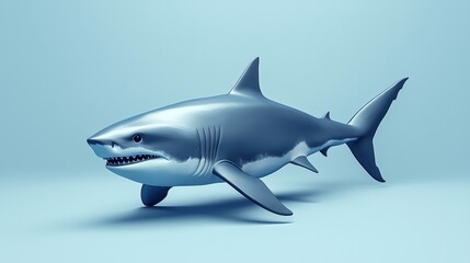 Naklejka premium Powerful Great White Shark 3D Render Ocean Predator Marine Life Aquatic Animal