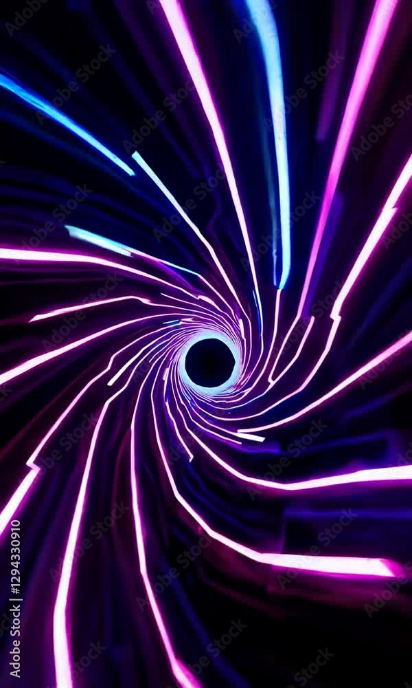 Wall mural futuristic neon tunnel with dynamic pulsating lights and vivid color shifts