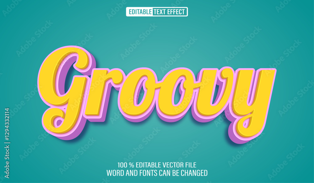 Poster editable 3d text style effect - groovy text effect template