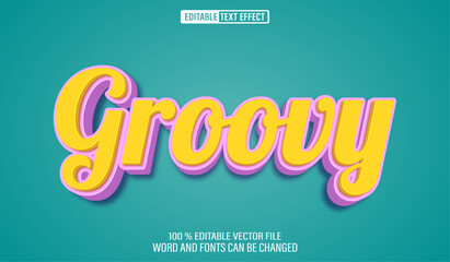 Editable 3d text style effect - Groovy text effect Template