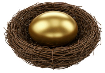 Isolated Nest with Golden Egg Inside