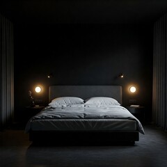 A contemporary bedroom, light and spacious, with minimalist decor.