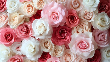 Obraz premium Beautiful arrangement of colorful roses creating a decorative background
