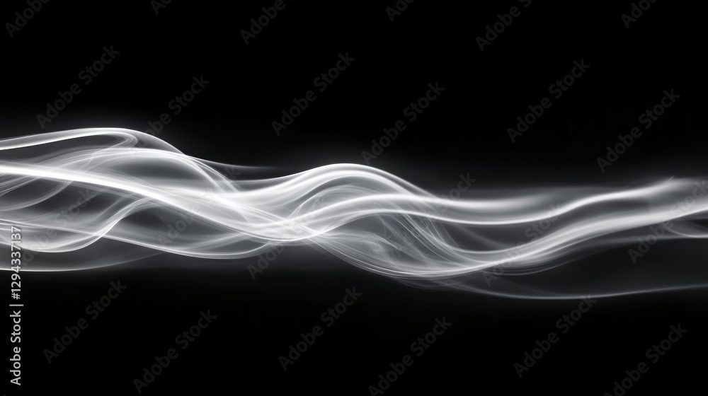Poster ethereal waves of light flow and intertwine, casting an enchanting glow against a dark backdrop. the