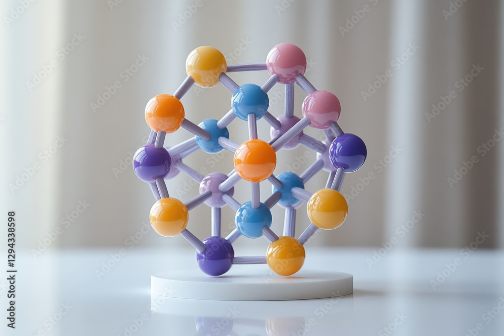 Aufkleber a colorful molecular model showcasing interconnected spheres representing atoms and bonds in a 3d st