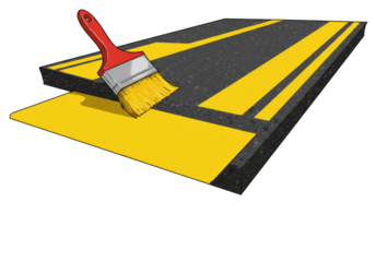 Isolated Brush Painting Yellow Line Segments on Black Texture