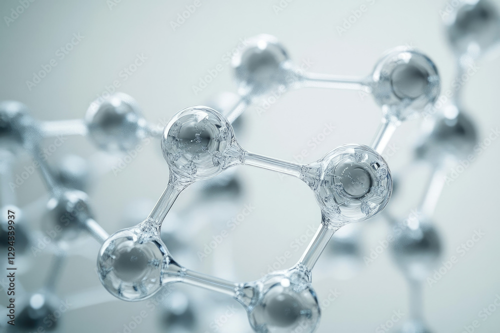 Poster a detailed 3d rendering of a molecular structure, showcasing interconnected atoms and bonds.