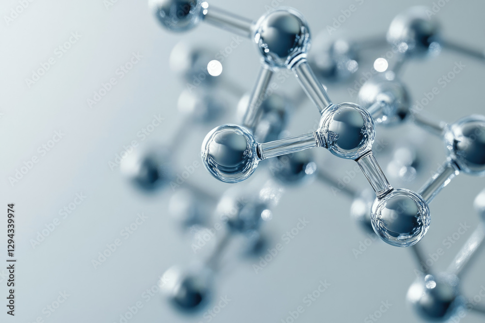 Poster abstract representation of a molecule structure, showcasing interconnected atoms and bonds.