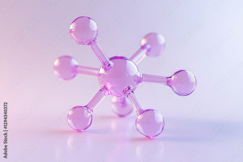 Poster a 3d rendering of a purple molecule, showcasing its atomic structure and bonds.