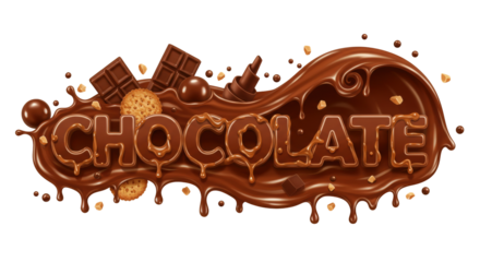 Isolated Chocolate Splash Text Illustration