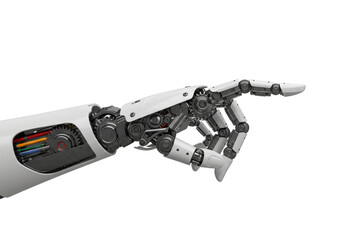 Isolated White Robot Hands Offering and Pointing