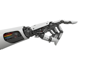 Isolated White Robot Hands Offering and Pointing