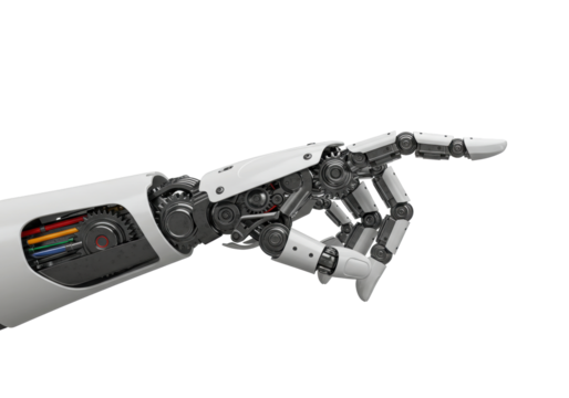 Isolated White Robot Hands Offering and Pointing