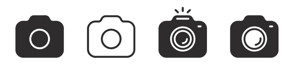 Set of photo camera icons. Photo camera icon for apps and websites. Camera symbols. Photo gadget, snapshot photography sign. Vector.