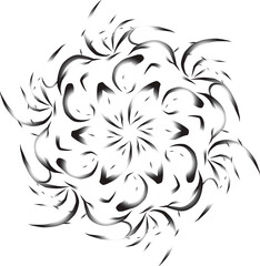 Abstract Floral Mandala Design in Black and White Ink Art Style