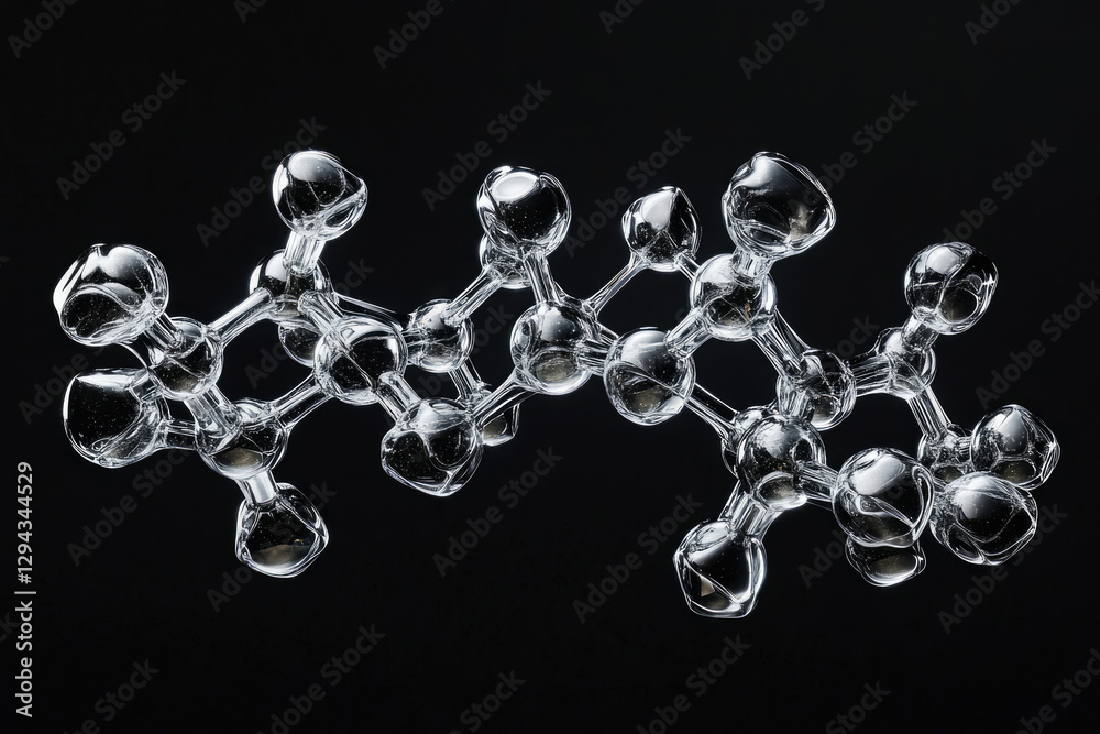 Poster A 3D model of a complex molecule, showcasing its intricate atomic structure and bonds.