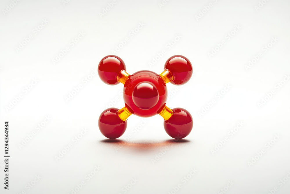 Poster a molecular model depicting a central atom bonded to four surrounding atoms, representing a tetrahed