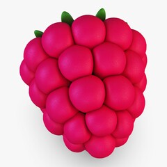 Illustration 3D Cartoon Raspberry with Vibrant Nature and Garden Design