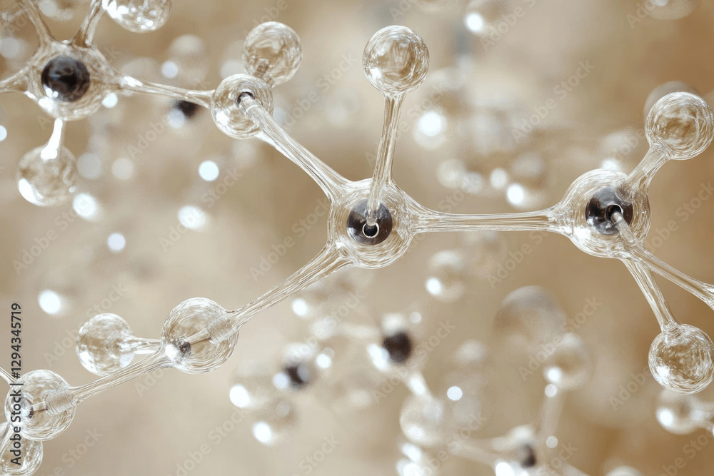 Poster Microscopic view of interconnected molecules, showcasing intricate atomic bonds and structures.