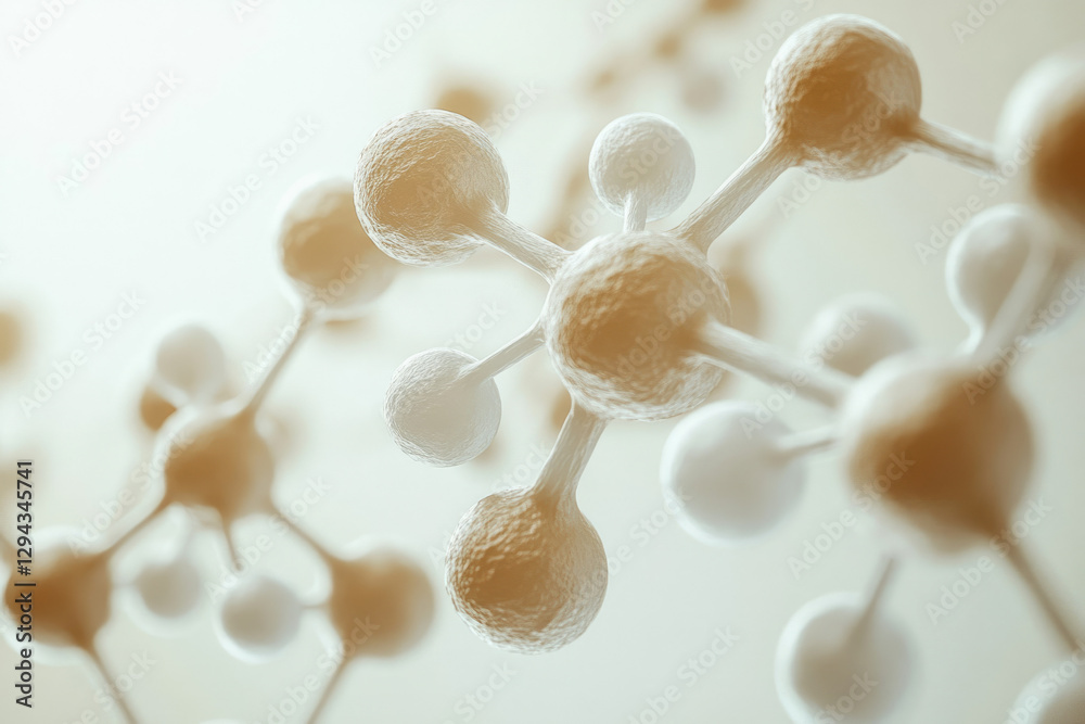 Poster Microscopic view of interconnected molecules, illustrating complex atomic bonds and structures.