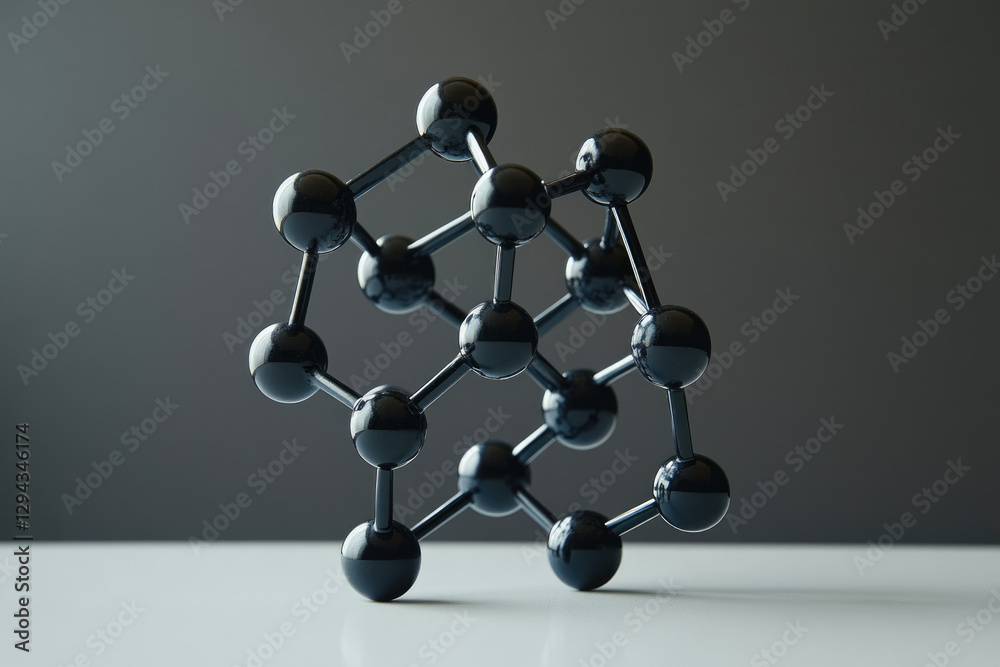 Poster A 3D model of a molecule, representing atomic bonds and structure in science.