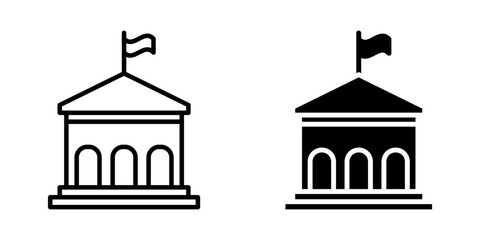 City hall building Icon set.Symbol isolated white background. vector illustration. color editable.