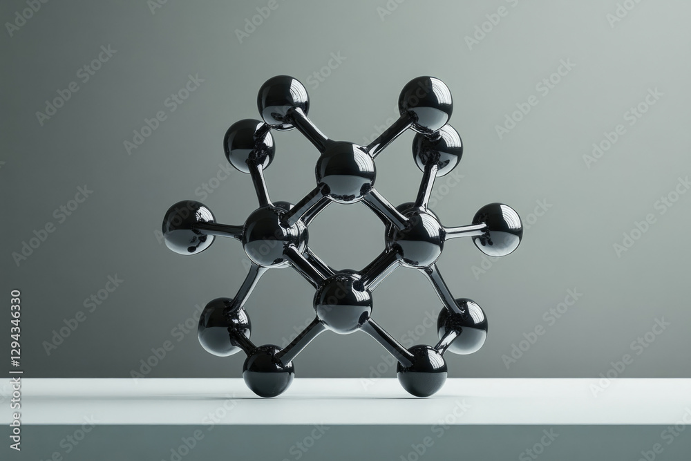 Fototapete a 3d model of a molecule, showcasing its complex structure with interconnected atoms.