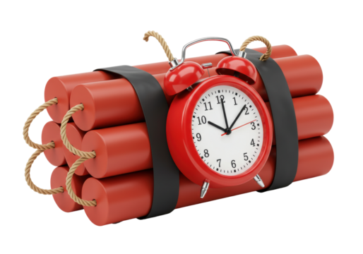 Isolated Stack of Dynamite with Red Clock