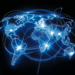 Abstract icons and map for global network visualization high resolution picture