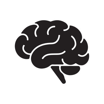 Human brain icon . Thinking, mind refresh, brain health, Simple brain symbol in side view. Mind sign solid and outline style, creative vector illustration