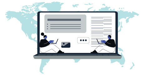 Smartphone with male and female profiles. Friends chatting. New generation. The concept of social networks, virtual relationships. Friends chatting and texting. Vector illustration.	
