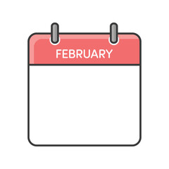シンプルな2月のカレンダーのアイコン - 日付のない月ごとの暦のテンプレート素材