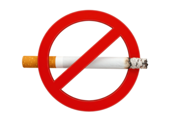 Isolated Sign Prohibiting Smoking with a Cigarette Symbol