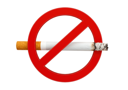 Isolated Sign Prohibiting Smoking with a Cigarette Symbol