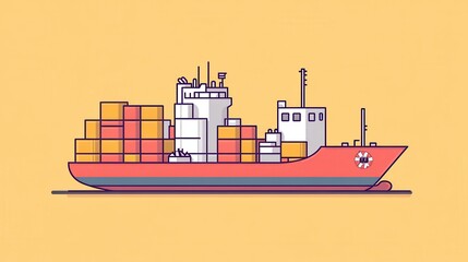 Export duties icon with a cargo ship and a tax symbol emphasizing costs on outbound trade