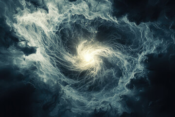 Obraz premium A swirling vortex of ethereal clouds and luminous energy, creating a mesmerizing cosmic scene.