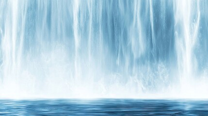 Waterfall cascading into a calm pool; nature background, tranquil scene