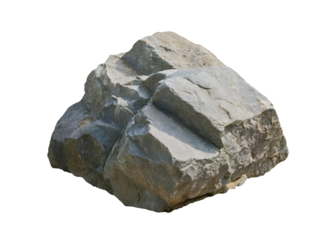 isometric 3d single rugged rock with natural cracks and weathered surface, realistic geological stone element for game assets and environment design, on isolated background
