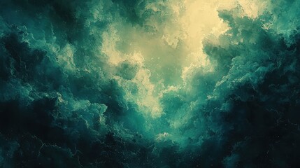 Fototapeta premium A digital artwork of glowing green and blue waves crashing against a dark backdrop, giving a sense of fluid motion and futuristic energy. 