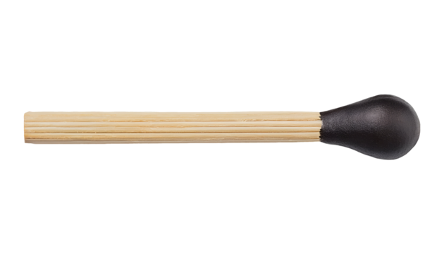 a clean fresh wooden moustache stick, oversized matchstick-shaped novelty item with black rounded tip, humorous prop for photography and decoration, on isolated background
