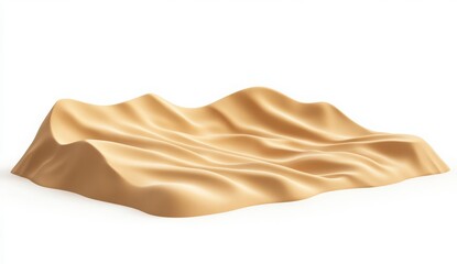 Beige Sand Dune Abstract 3D Render on White Background