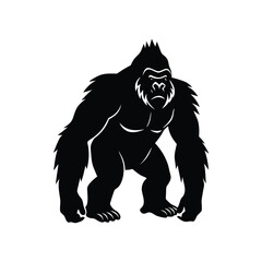 Minimalist Gorilla Silhouette Vector Art | Black Gorilla Illustration Design
